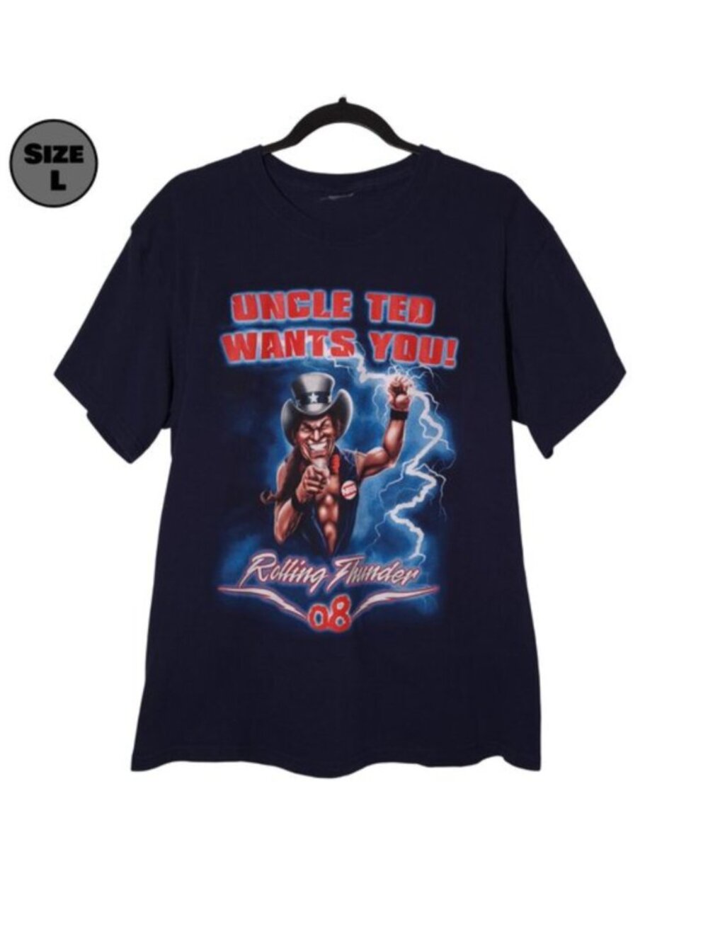 Ted Nugent: Uncle Ted Wants You! Rolling Thunder 2008 Tour USED Shirt (L, Blue)